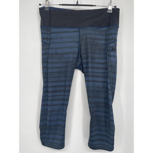 Lululemon Run Top Speed Crop‎ Good Vibes Deep Navy Black / Black Size 6 - Picture 1 of 5